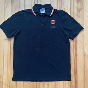 Burger King Black Polo Shirt Short Sleeve Embroidered Logo Unisex Medium